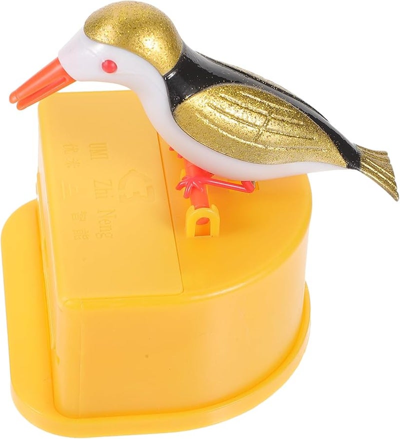 Automatic Toothpick Dispenser Cartoon Bird Design Yellow Base White Top Kitchen Dining - Image 1